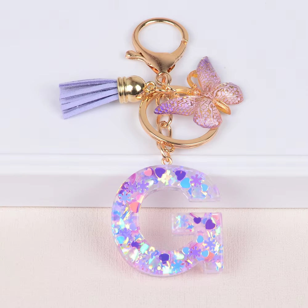 🔥Butterfly Letter Keychain Tassel Design Vibrant Durable Lightweight Gift